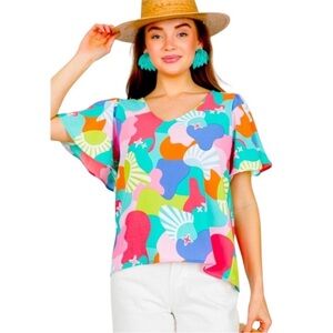 Michelle‎ McDowell Large Bright Shirt Blouse